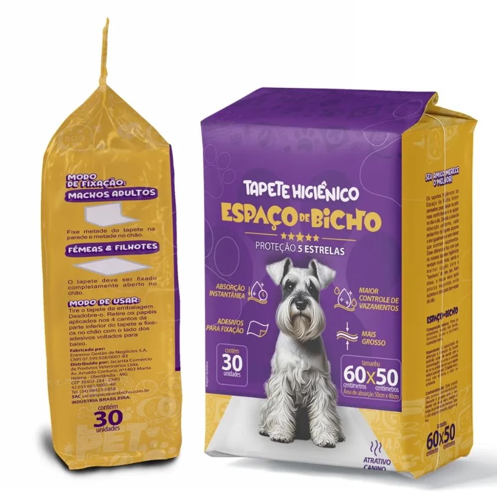 O Tapete Higiênico Espaço de Bicho, com suas 30 unidades de 50x60cm, é a escolha perfeita para manter a higiene e o bem-estar do seu pet. Com uma área de absorção generosa de 40x50cm, ele oferece proteção eficaz contra acidentes, facilitando o treinamento e a limpeza do ambiente.