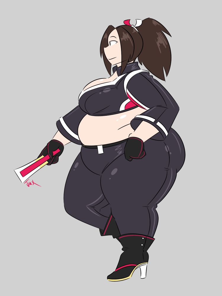 Digital art of a fat Mai Shiranui (City of wolves design)