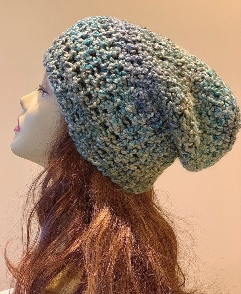 Blue and Green Soft Crocheted Yarn Hat - Etsy