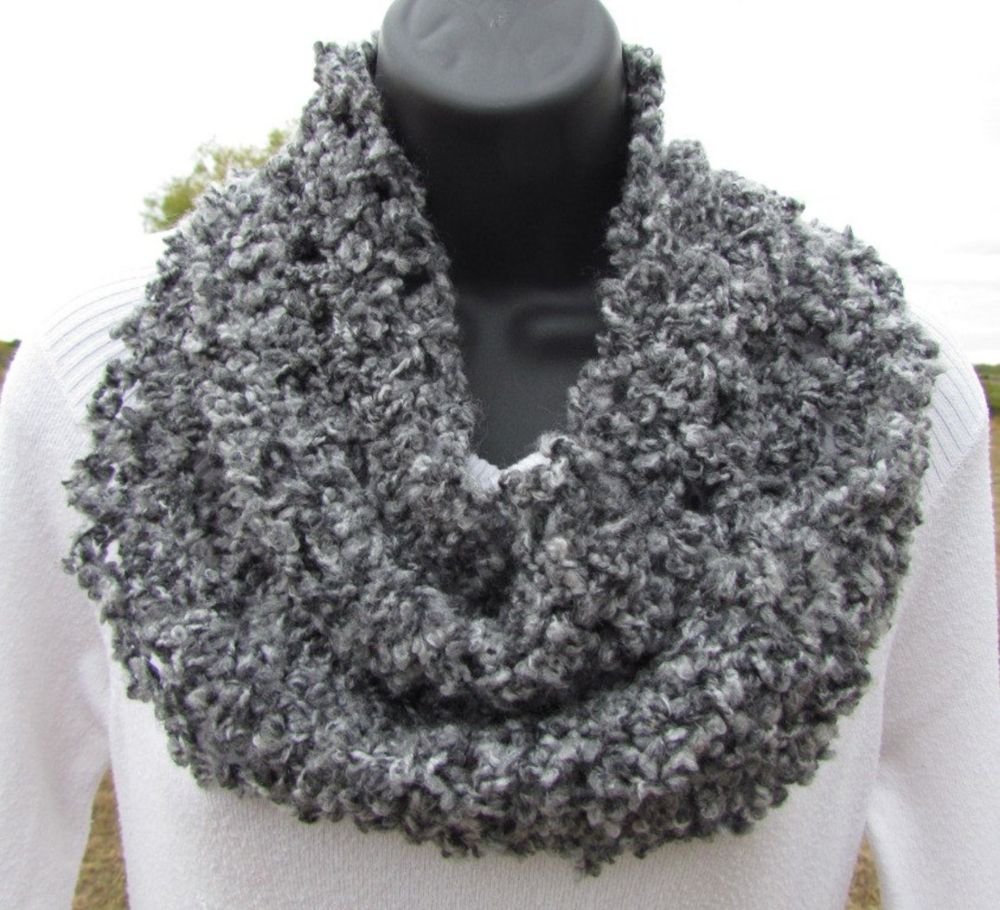 Gray: Short Cozy Handmade Crocheted Scarf, Soft Washable Infinity, Eternity, Circle, Loop Design, Multiple Ways to Wear - Etsy