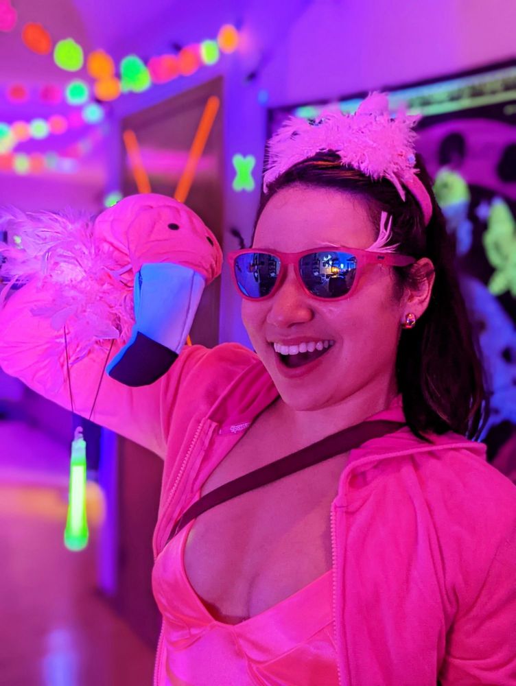 Vanessa as a flamingo