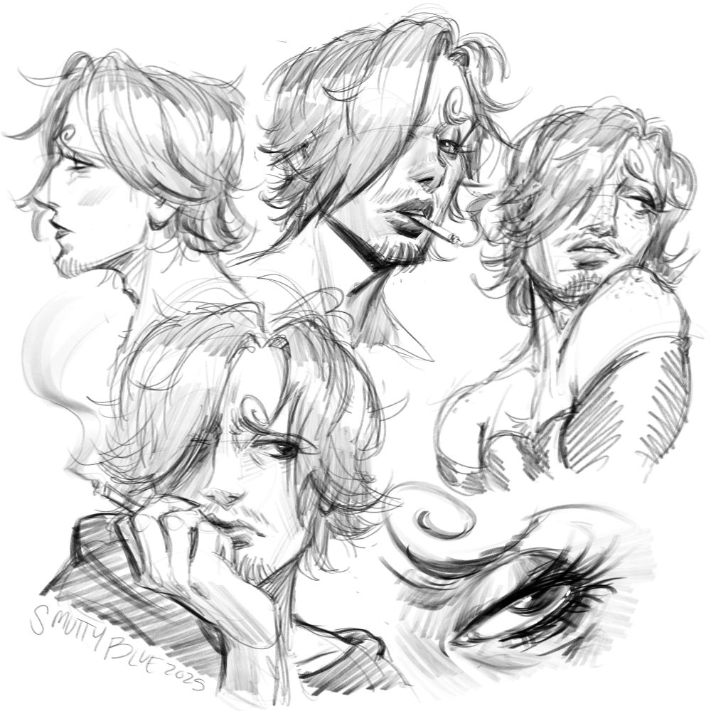 Various sketches exploring a moody Candy-chan aka Sanji