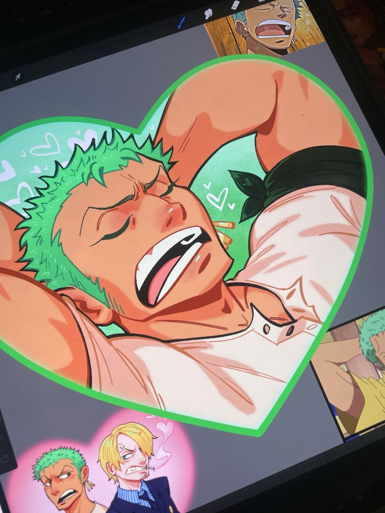 Heart keychain design of Zoro sleeping