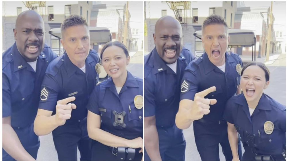 While filming The Rookie Season 7, someone let Eric Winter, Melissa O'Neil, and Richard T. Jones near a golf cart. Here's what happened... / #TheRookie #Chenford @NathanFillion @TheRookie…