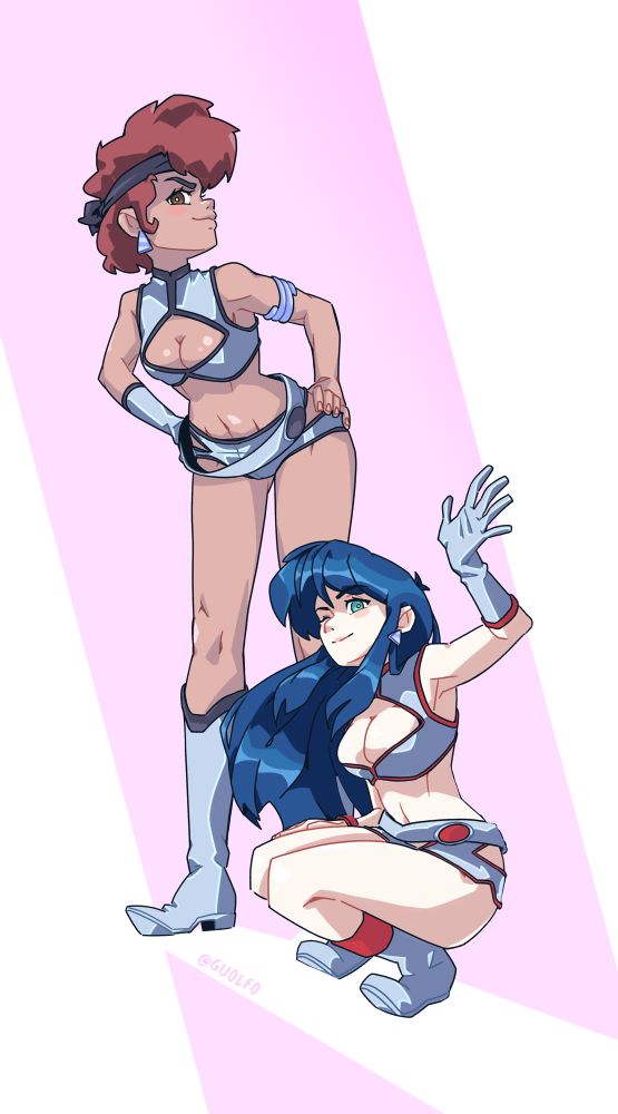 A drawing of Yuri and Lei from Dirty Pair