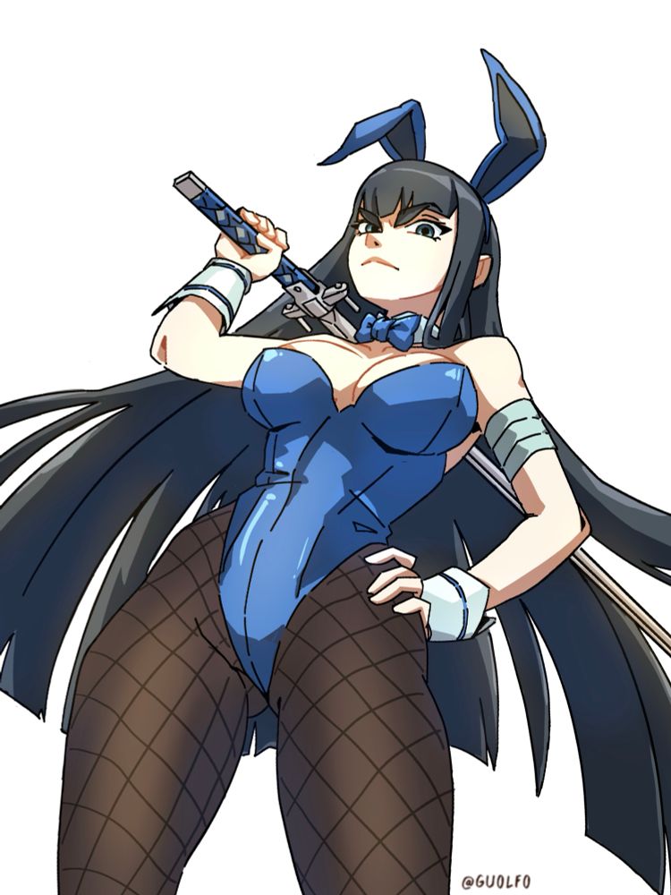 Satsuki from Kill la Kill in a blue bunny suit