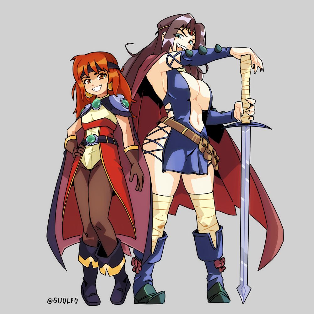 Lina and Naga from Slayers. I redesigned both, simplifying them and giving Naga a more appropriate for her physique.