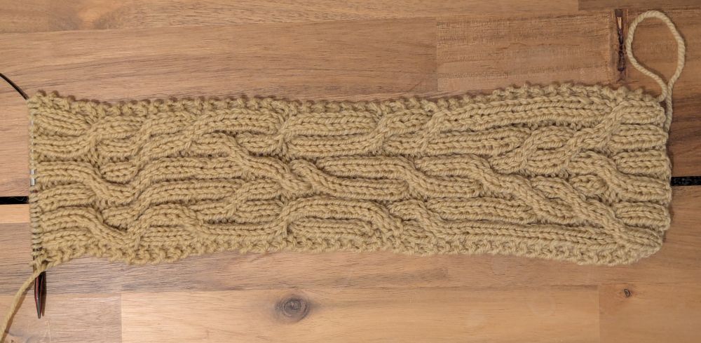 Photo of cable knitting project