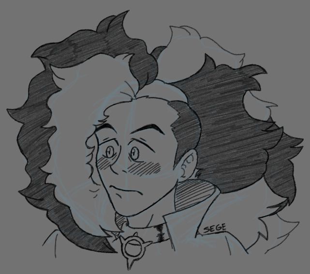 Digital sketch of Piers from Pokemon. He looks surprised and is blushing.