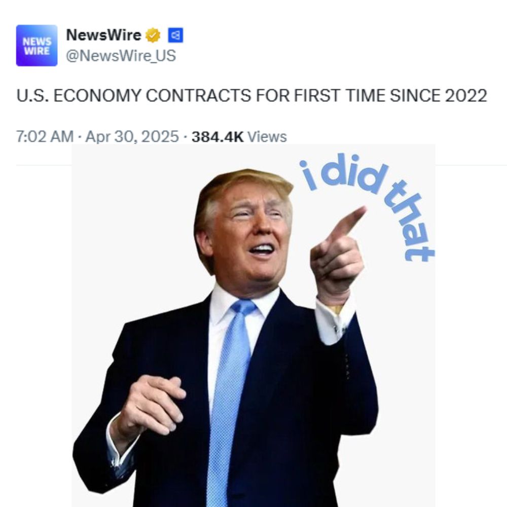 An image of Donald Trump looking smug and pointing to the words “I did that.”
