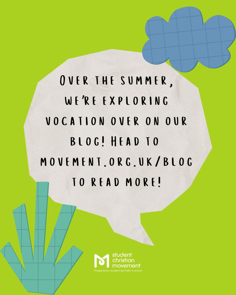 Text: Over the summer, we're exploring vocation over on our blog! Head to movement.org.uk/blog to read more!