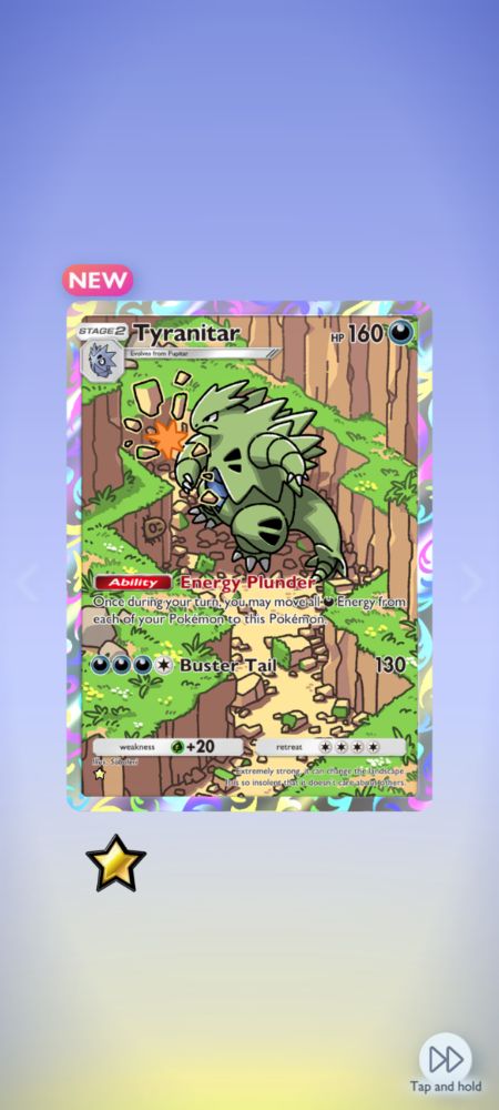 full art tyranitar cartoon-style smashing rocks