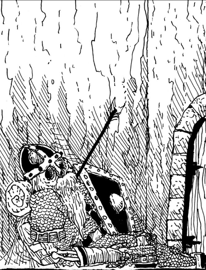 A familiar looking dwarf skeleton with an Arrow in it's chest