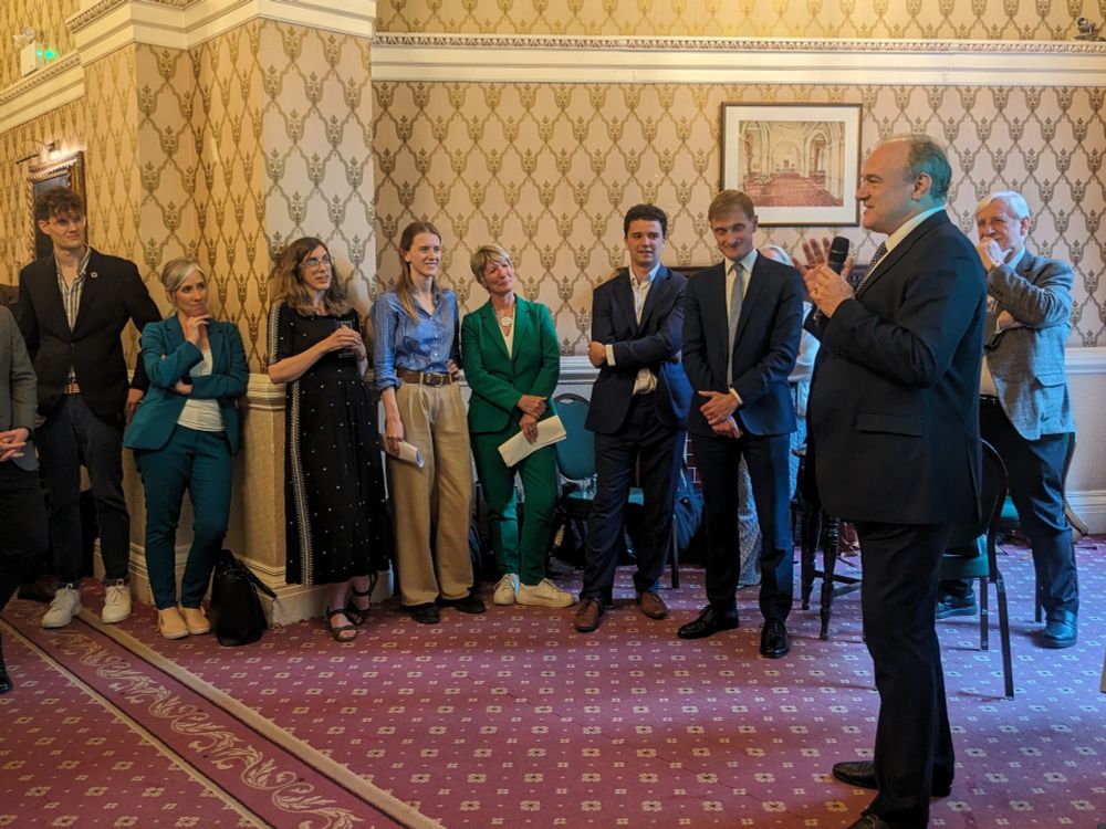 Ed Davey speaks to audience including Daisy Cooper at launch event for LDNC 