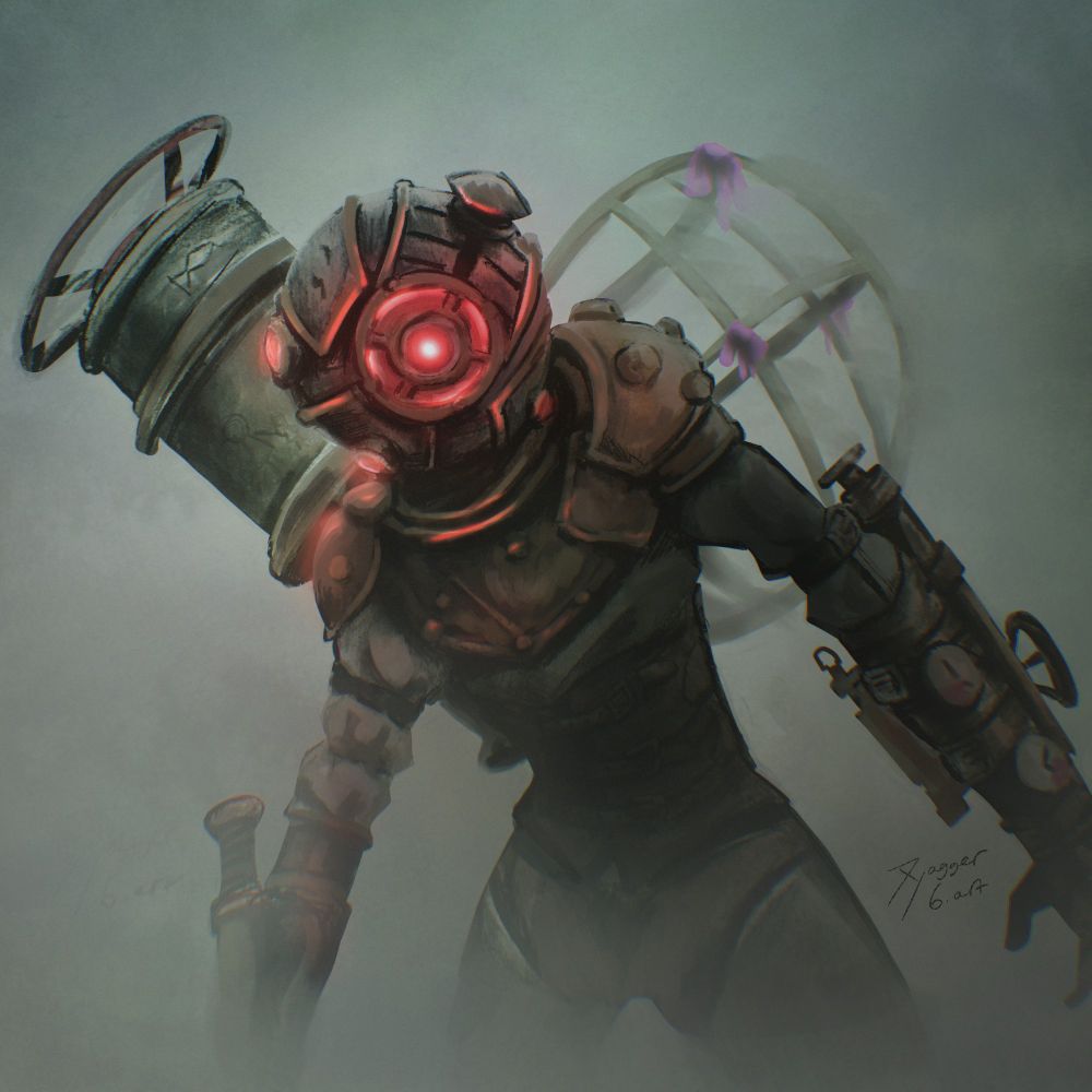An illustration of the big sister from Bioshock 2.