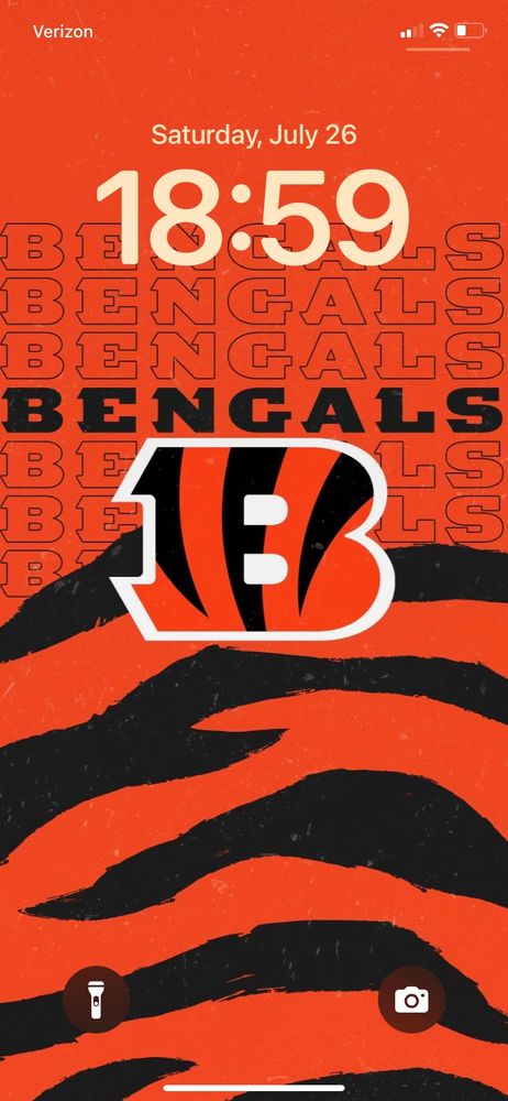 Cincinnati Bengals wallpaper with Saturday, July 26 and 18:59 on the clock.