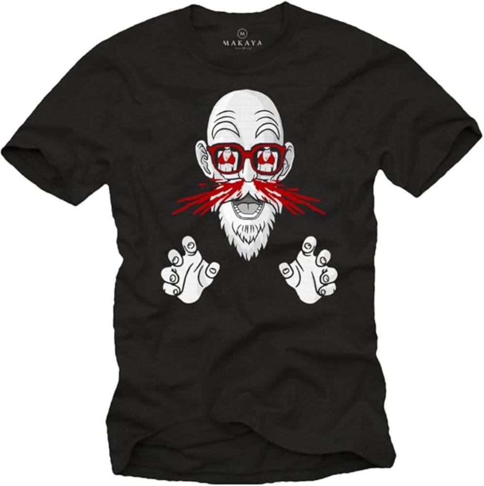 Anime Gamer T-Shirt Manga Corta - Dragon Blood Nariz - Camiseta Friki Muten Roshi Negro XXL : Amazon.es: Moda