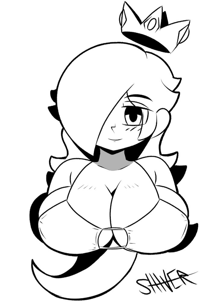 rosalina from the hit 2007 video game "super mario galaxy" in a bikini top that, honestly, might be too tight, but are YOU gonna tell her? she's kinda scary. i don't want to. i don't think you should either---not directly. maybe just mention it off-hand? i don't know