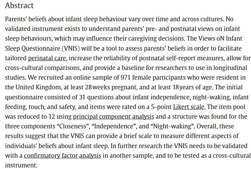 Abstract of the paper: Construction of the Views oN Infant Sleep Scale
