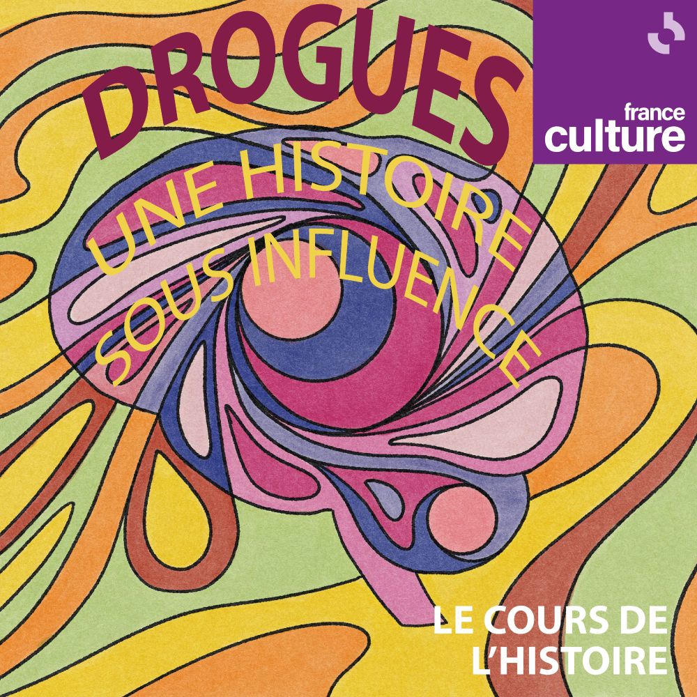 Motif psychédélique pour illustrer la série d'émissions de Xavier Mauduit consacrée à l'histoire des drogues dans Le Cours de l'histoire sur France Culture