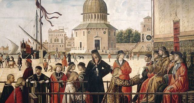 Détail de "La Légende d'Ursula", Vittore Carpaccio (ca. 1460-1526), vers 1497-1498, Gallerie dell'Accademia, Venice pour illustrer l’émission de Xavier Mauduit, Le Cours de l’histoire sur France Culture 
