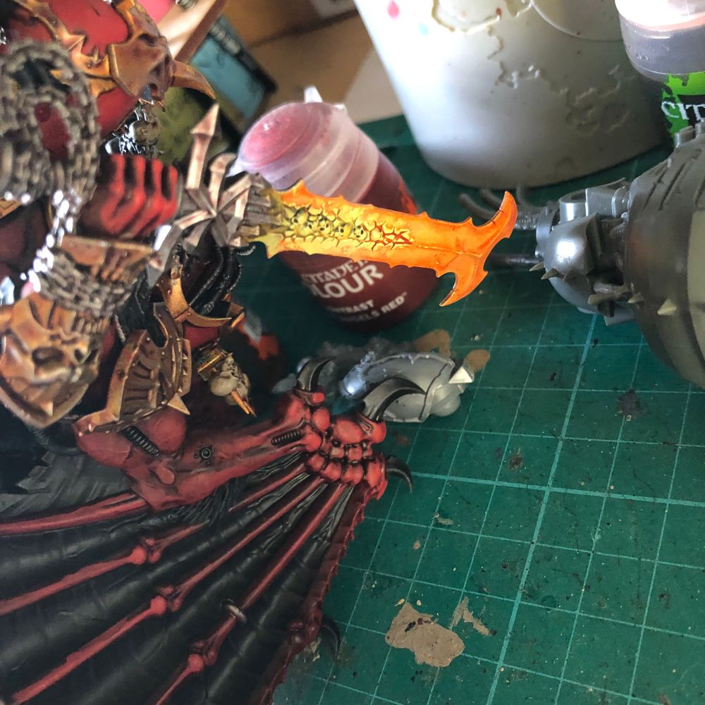 Angron sword getting painted as glowing metal. 