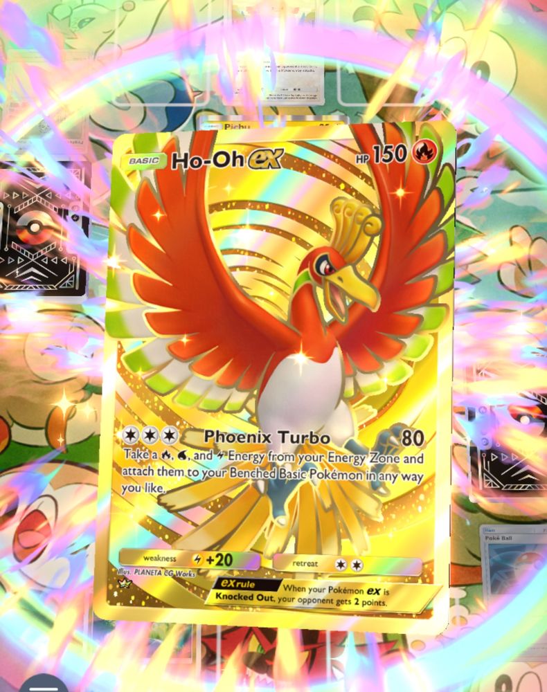 Golden Ho-oh with rainbow effect when placing into the game