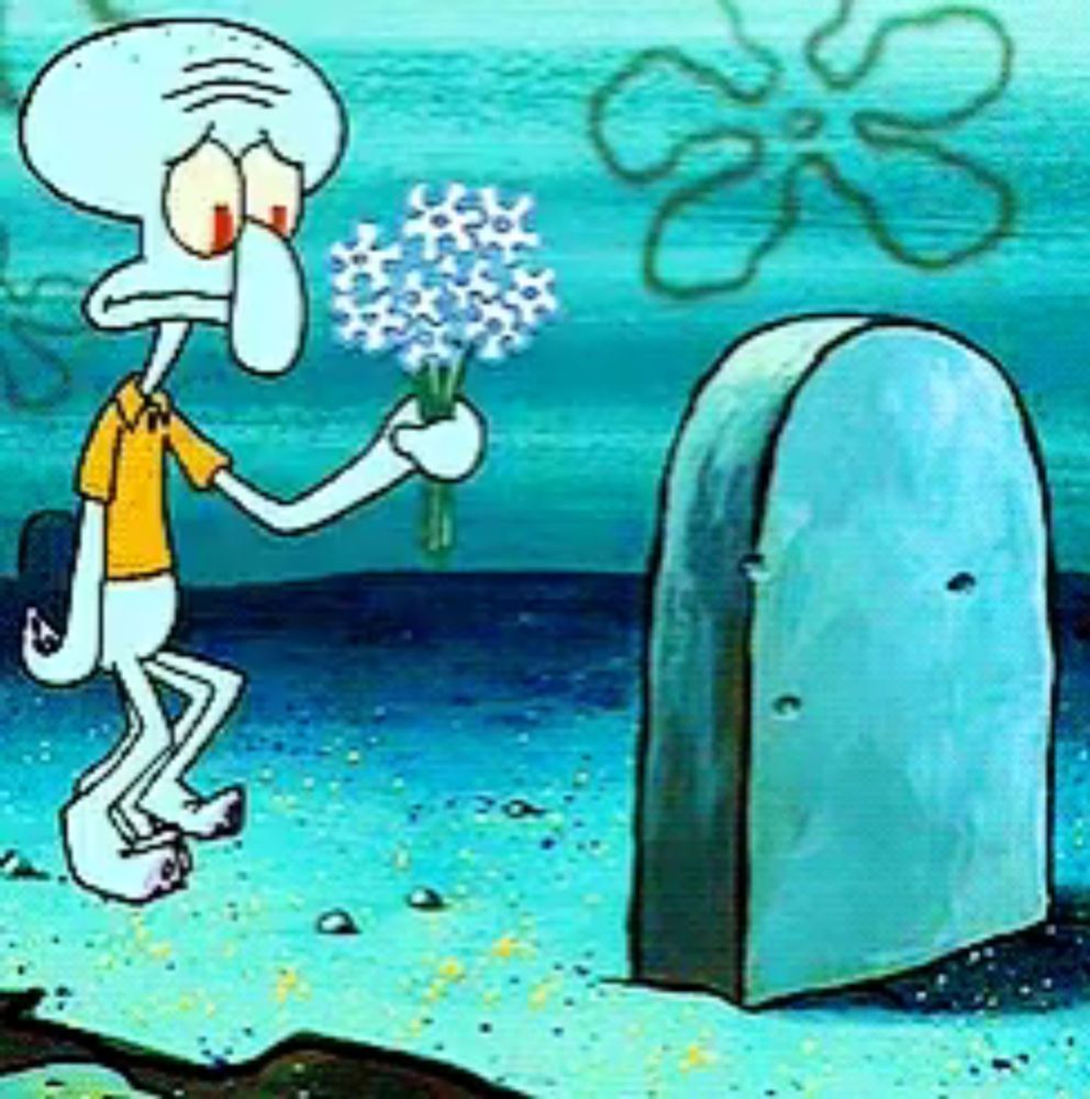 squidward from spongebob squarepants is holding a bouquet of flowers