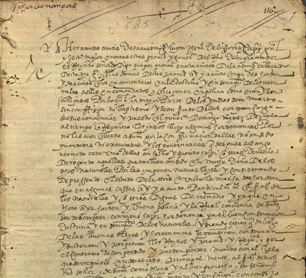 A folio of a Spanish document from the 16th Century.