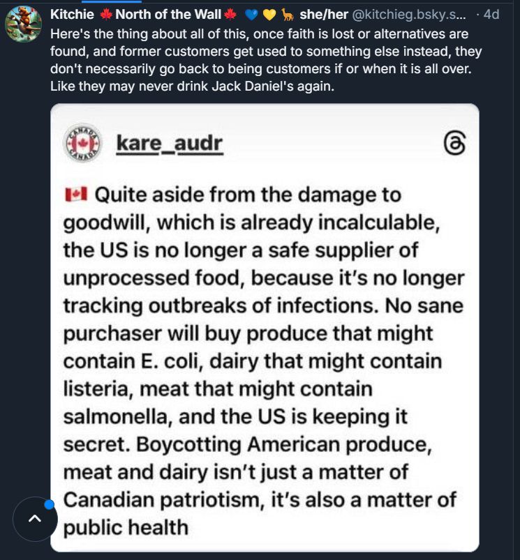 A notice to inform that the USA in no longer tracking the safety of food from E.coli, listeria, salmonella.  This is a public health risk.