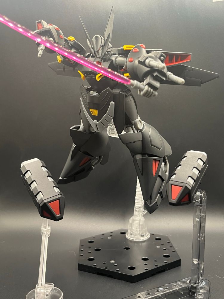 Gespenst with it’s split missles coming down while doing a sword pose