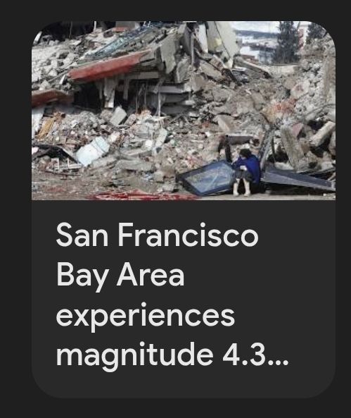 Dumb ai image of the 'devastation' of a 4.3 earthquake which caused no damage.