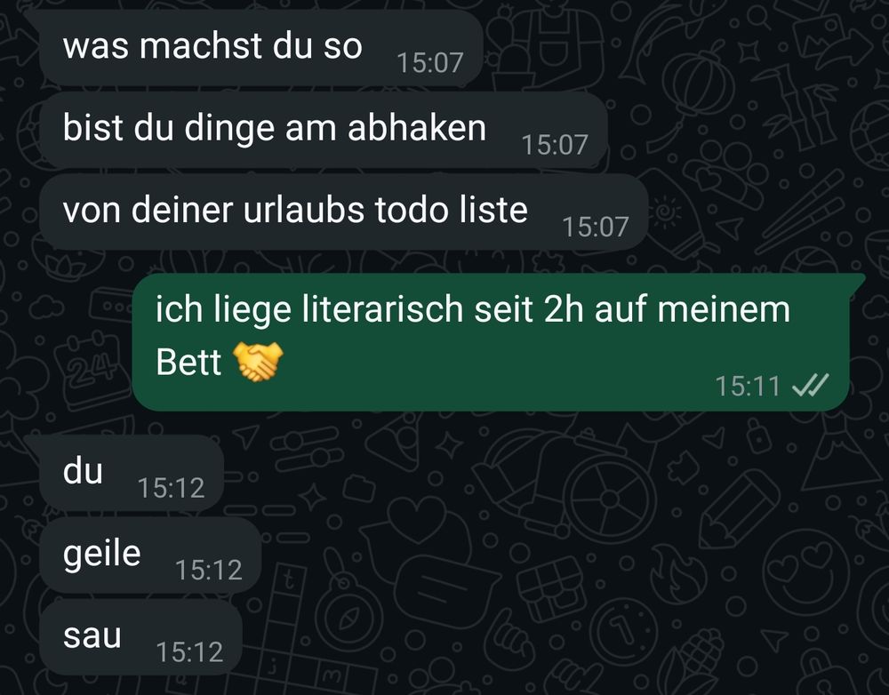chatverlauf in dem ich gelobt werde für den müßiggang