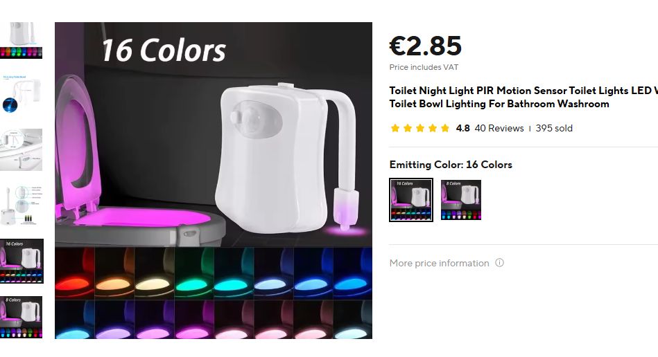 Klomuschel Innenbeleuchtung mit Bewegungssensor