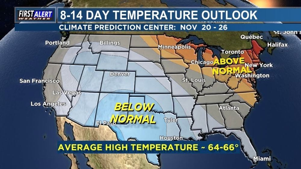 8-14 day temp outlook for East Texas