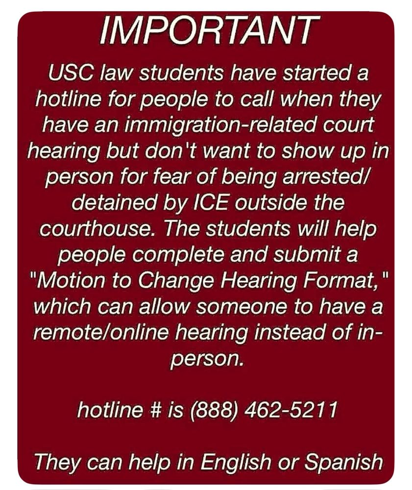 Hotline to change in person immigration appointments to online 888-462-5211