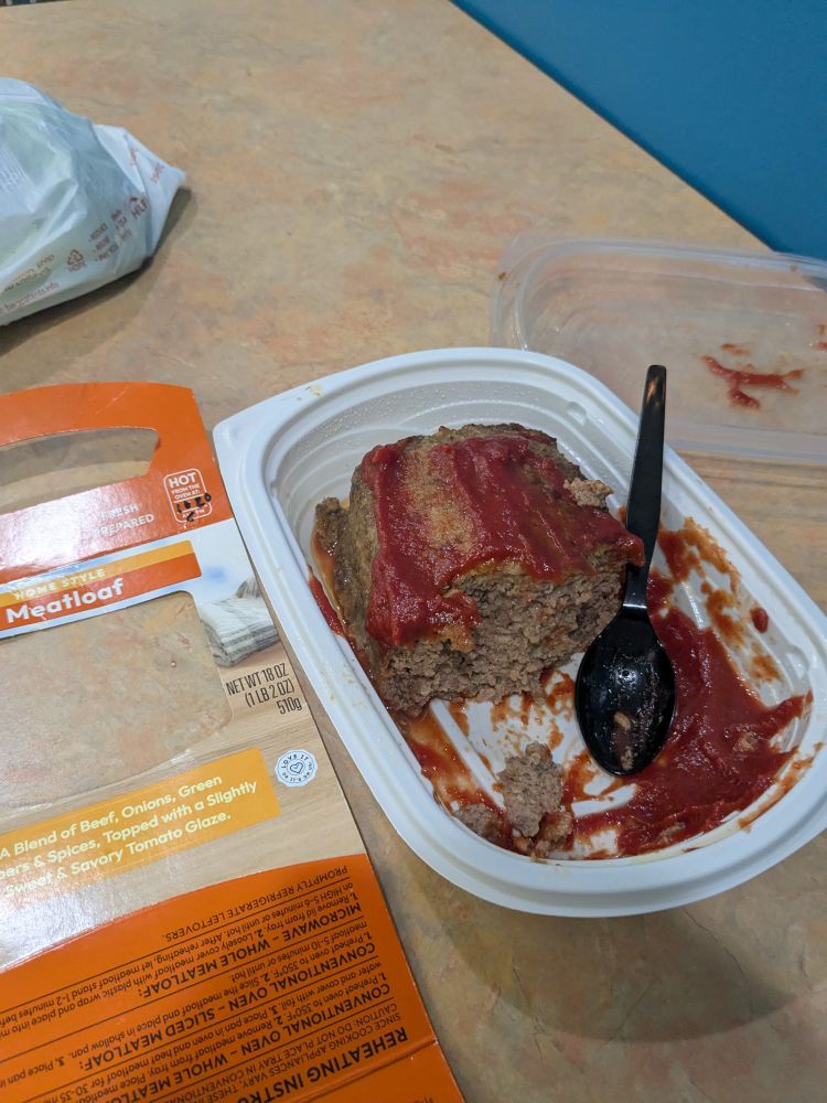 A half eaten meatloaf 