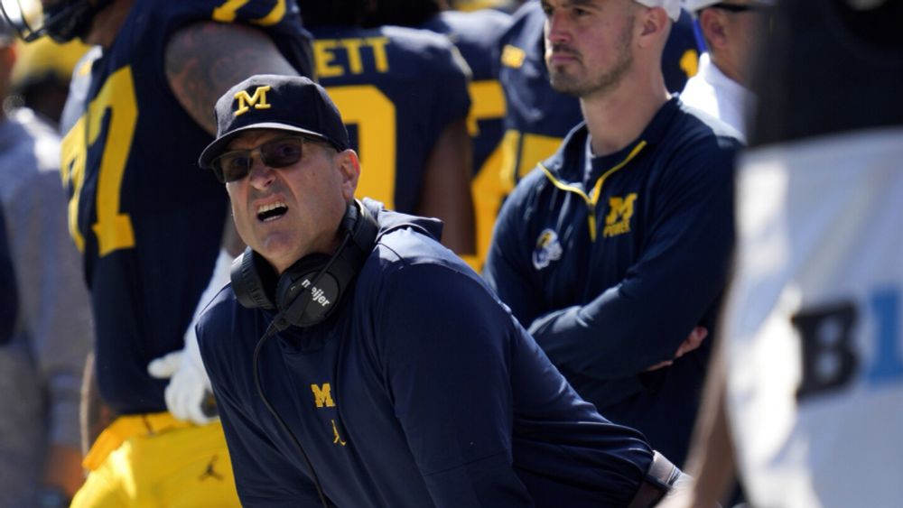 Big Ten bans No. 2 Michigan coach Jim Harbaugh from final 3 games over alleged sign-stealing scheme