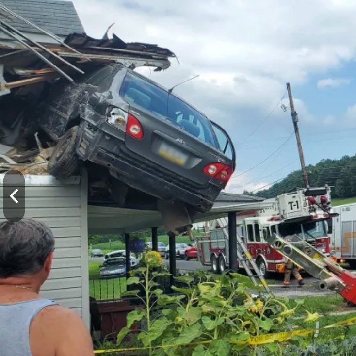 Vehicle lodged in the second floor of a home 