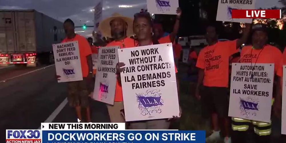 'Corporate greed vs. workers rights': East Coast dockworkers go on strike