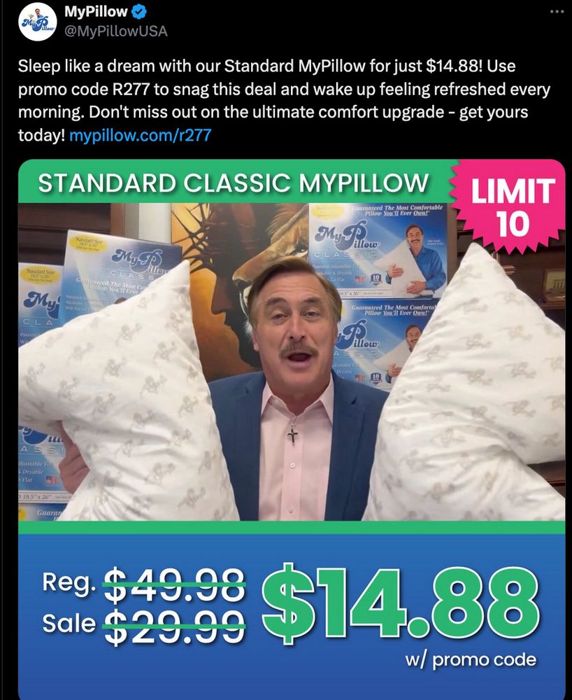 Not even trying to hide it: Mike Lindell is selling pillows for $14.88