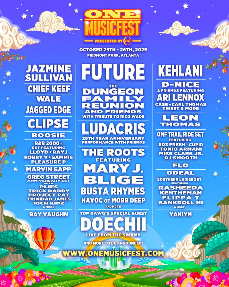 The lineup for One Musicfest is out, featuring Future, Dungeon Family, Mary J. Blige, Ludacris and more 