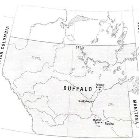 A map of a region in Canada, highlighting an area labeled 