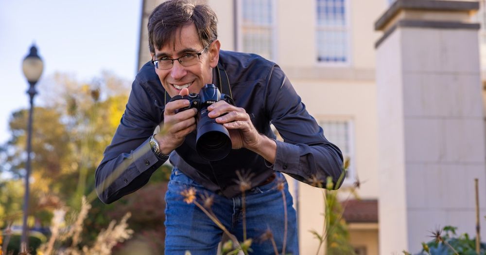 Chemistry Professor James Kindt captures photos of insects in the garden near Emory's Chemistry Building