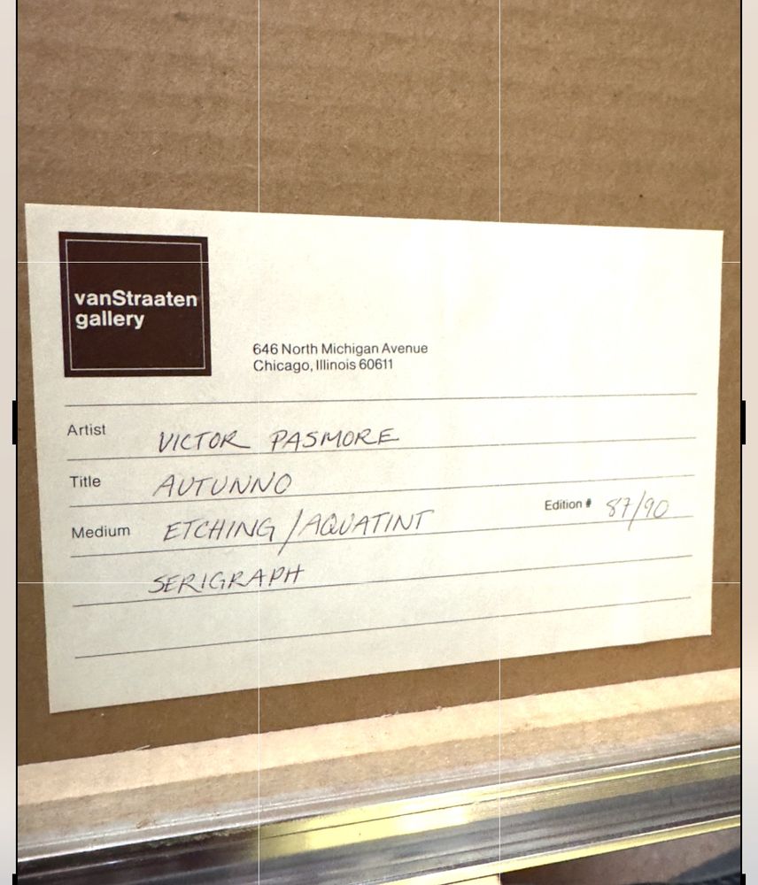 Victor Pasmore–“Autunno” etching/aquatint serigraph