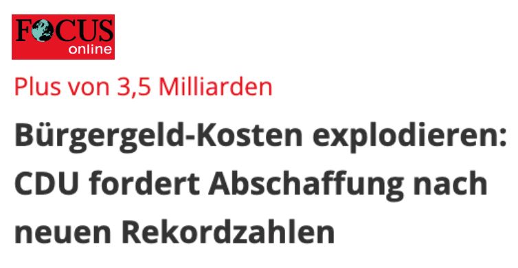 Focus: Plus von 3,5 Milliarden
Bürgergeld-Kosten explodieren:
CDU fordert Abschaffung nach neuen Rekordzahlen
