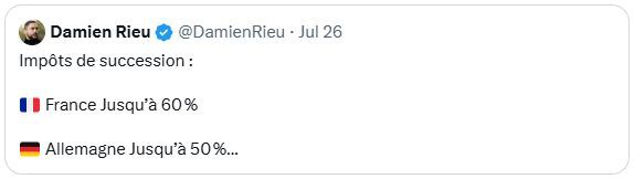 Capture d'écran du tweet cité, à savoir : https://twitter.com/DamienRieu/status/1949216180037697858