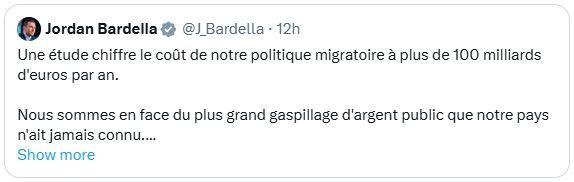 Capture d'écran du tweet cité, à savoir : https://twitter.com/J_Bardella/status/1937086328174227677