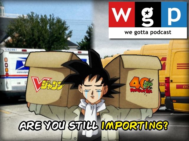 Goku holding two boxes and crying because democracy is dead. We Gotta Podcast logo in the style of NPR.