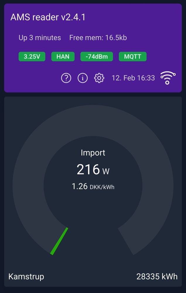 Screenshot of the main screen of the amsreader-firmware. 